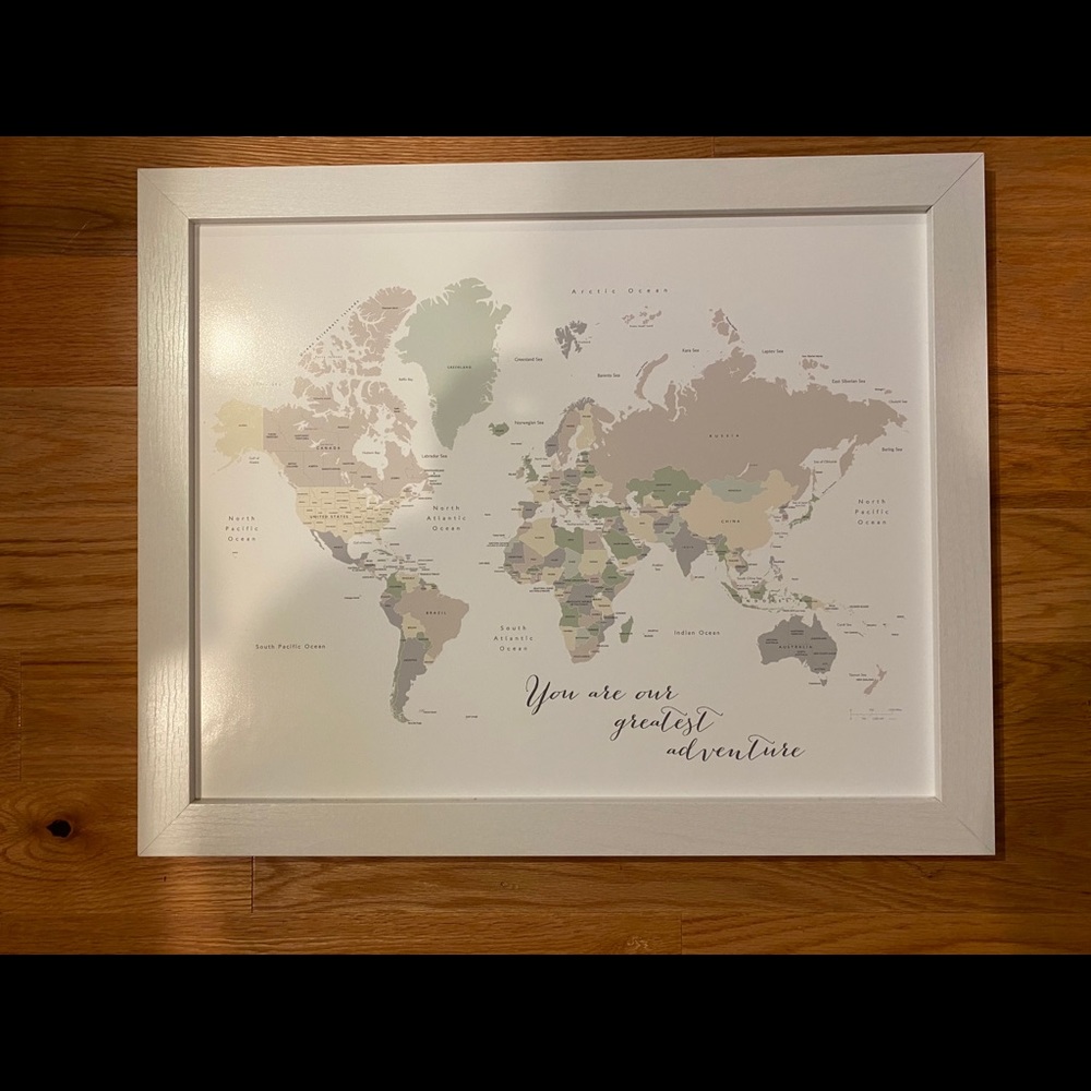 Push pin map/ framed/ new/ handmade